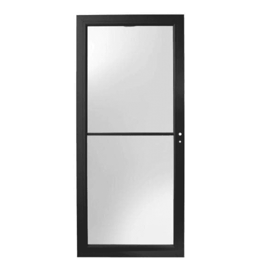 Andersen 36 in. x 80 in. 3000 Series Black Right-Hand Self-Storing Easy Install Aluminum Storm Door Smooth Star Single Door